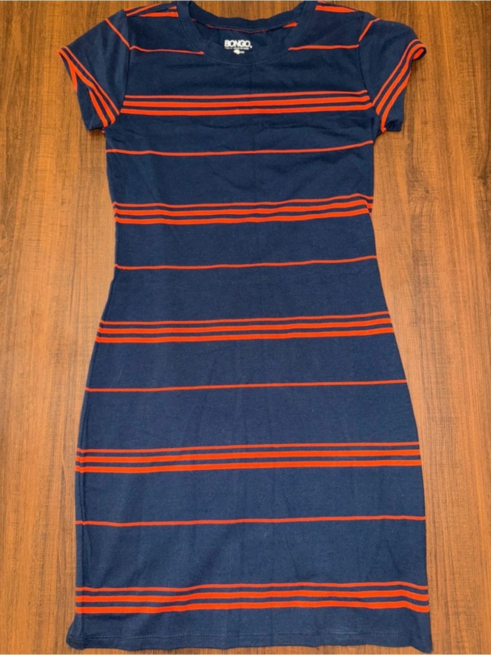 Bongo Navy and Red Striped Knit Dress